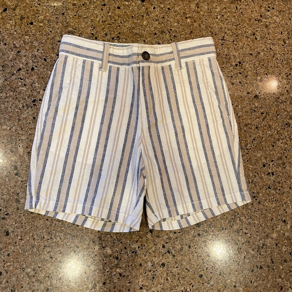 Janie and Jack Blue and White Striped linen blend shorts NEW WITHOUT TAGS